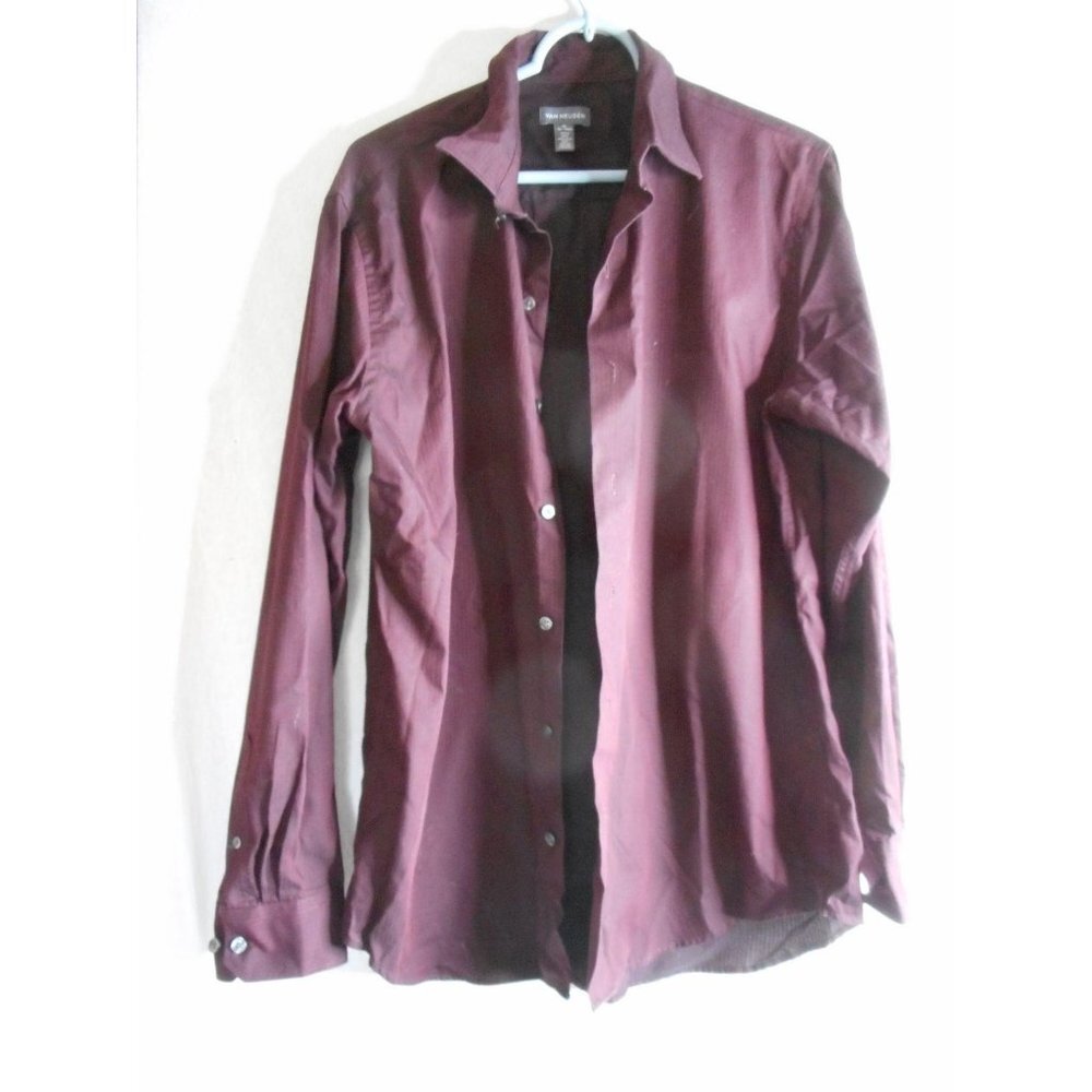 Van Heusen Purple Black Striped Dress Shirt